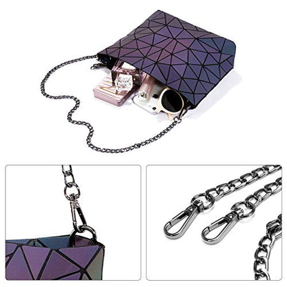 LOVEVOOK Geometric Luminous Purses and Handbags for Women Holographic Reflective Crossbody Bag Wallet - color: Backpack + Crossbody Bag + Wallet