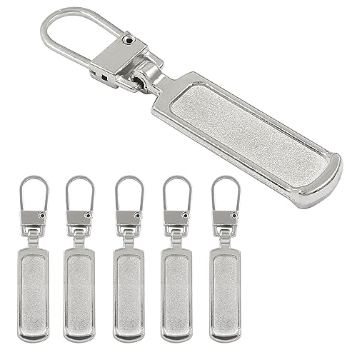 Hitefu 6PCS Zipper Pull Replacement, Upgraded Zipper Tags Cord Pulls for Purse Jacket Backpack Boots Coat Suitcase Jeans Luggage Dresses, Universal Zipper Slider Handle Mend Kit, (Silver) - style: Silver