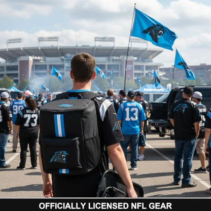 Cooler Backpack – Portable Soft Sided Ice Chest – Insulated Bag Holds 36 Cans - Football Gear – Show Your Team Spirit with Officially Licensed Fan Gear - style: Carolina Panthers