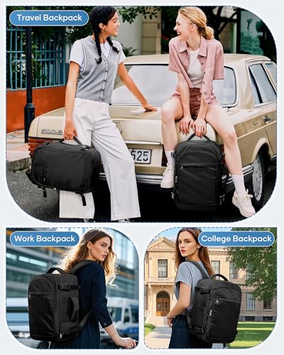 VGCUB Vacuum Backpack Travel with Pump, 40L Carry On Travel Backpack Flight Approved TSA, Vacuum Seal Compression Bags for Clothing, Waterproof Personal Item Bag for Women Men Black - color: A-black With Vacuum Bag