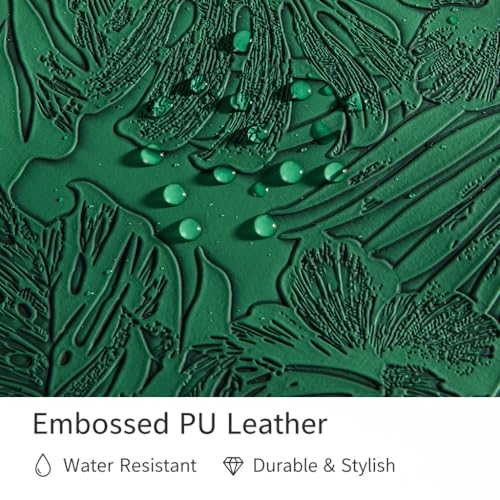 Kinmac Wide Open Style Laptop Backpack for Laptop Up to 15.6 Inch Men Women Travel Outdoor Backpack (Green Leaves PU) - color: Green Leaves Pu