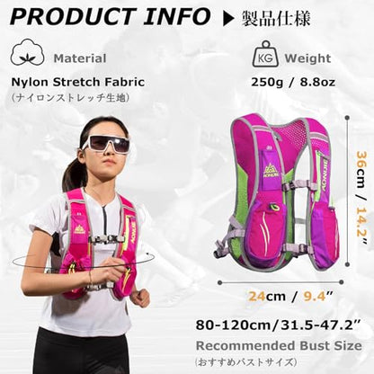 YAPJEB Running Hydration Vest Lightweight Water Pack for Men Women 5L 5.5L Backpack for Marathon Trail Race Hiking Cycling Camping Jogging - color: 01 Red(5.5L) - with 1.5L Water Bladder