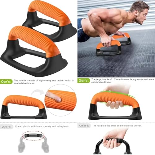 Push Up Bar Push Up Bars 2pcs Pushup Stands With Thickened Soft Plastic Handle, Stable and Non-Slip Base, Handles for Floor - color: A Black Orange