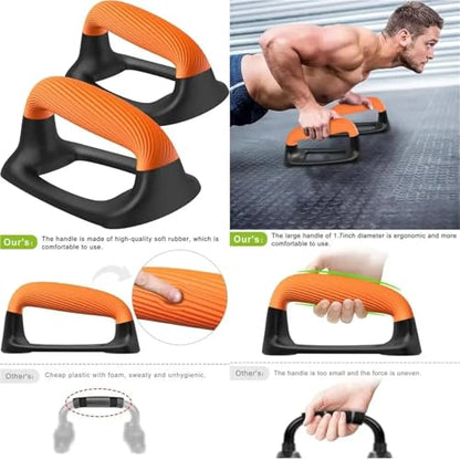 Push Up Bar Push Up Bars 2pcs Pushup Stands With Thickened Soft Plastic Handle, Stable and Non-Slip Base, Handles for Floor - color: C Black Red