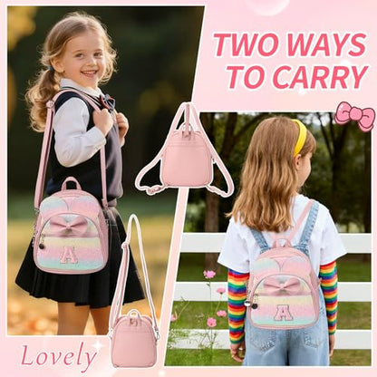 Birthday Gift for 2 3 4 5 6 7 8 9 10 Year old Girls Personalized Initial Mini Backpack Purse for Toddler Kids-Shine-A - color: Shine, style: A