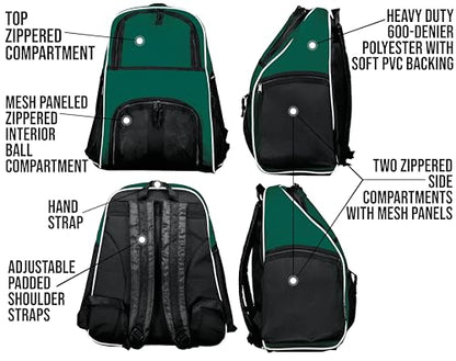 Personalized Basketball Backpack with Ball Holder – Custom Name Team Basketball Bag for Youth & Teen Players, School, Practice & Games - color: Forest Green