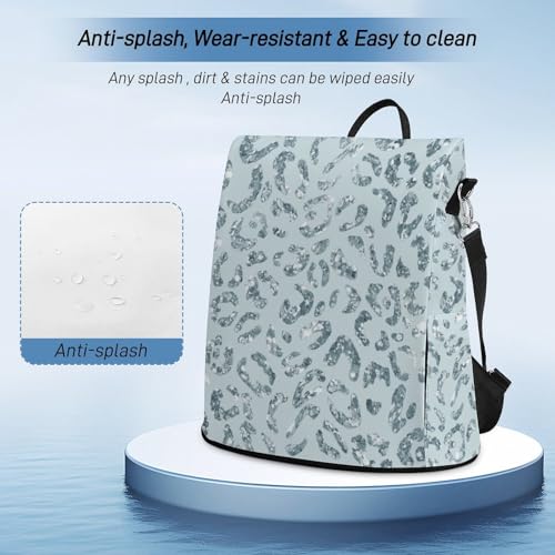 Leopard Print Baby Blue Backpack Purse for Women Anti-Theft Bag Fashion Bags Ladies Shoulder Travel Bag - color: Leopard Print Baby Blue, size: No Custom