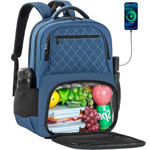 ANILD Lunch Backpack, 17 Inch Laptop Backpack with Insulated Cooler Compartment for Men Women, Travel Work Computer Backpack