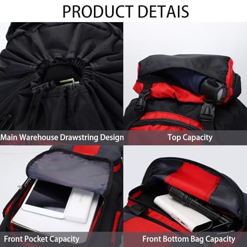 Lawaia 70L Hiking Backpack Rucking Camping Lightweight Backpacking Outdoor Travel Bag Trekking Back Pack Large Capacity Backpacks Climbing Trail Backpack for Men Women- Green - color: Green