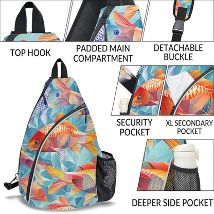 Pickleball Bag for Women Men Adjustable Crossbody Sling Backpack Hold Pickleball Paddle Water Bottle - color: Multicolor 7