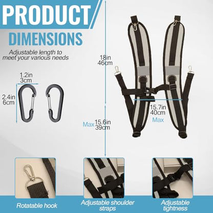 PAASTAl Backpack Straps,Relacement Adjustable Padded Shoulder Straps for Bag, with Metal/Plastic Clips. - color: Gray Alloy