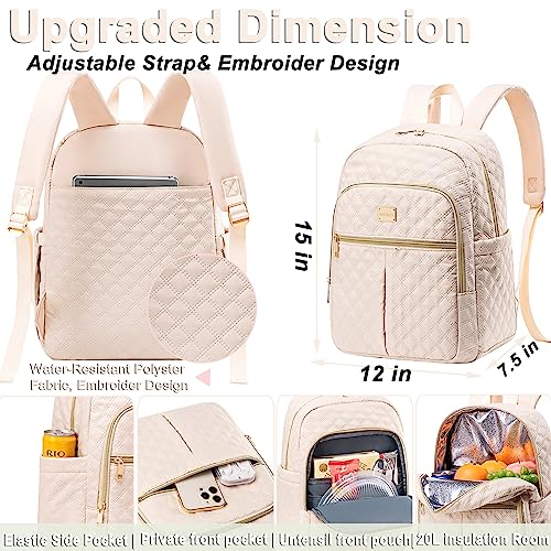 Weitars Lunch Backpack For Women Men,20L Cooler Backpack Insulated Lunch Bag For Women With Side Pockets Waterproof,Meal Prep Backpack,Adult Backpack Cooler For Lunch Picnic Hiking Camping Beach - color: Beige