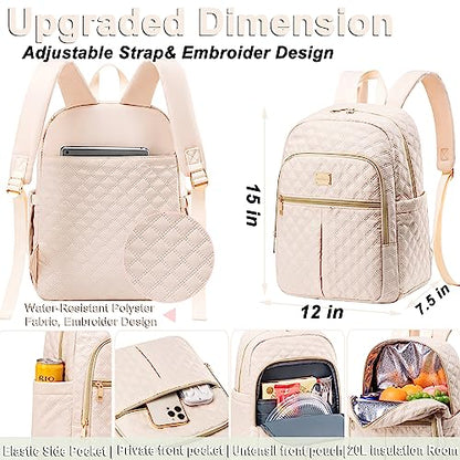 Weitars Lunch Backpack For Women Men,20L Cooler Backpack Insulated Lunch Bag For Women With Side Pockets Waterproof,Meal Prep Backpack,Adult Backpack Cooler For Lunch Picnic Hiking Camping Beach - color: Beige