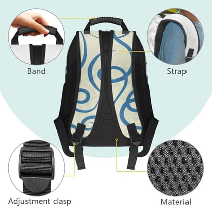 Water Resistant Backpack for Girls Teens - 17.3" Laptop Backpack, Lightweight School Bookbag with Mesh Side Pockets, Large Capacity for High School College, Abstract Blue Stripe Print - color: Abstract Blue Stripe Print