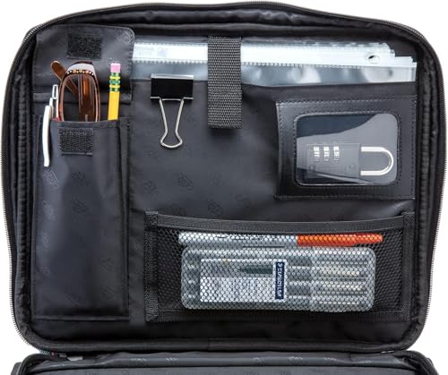 Case-it 2 Inch 3 O-Ring Zipper Binder with Padded Laptop Case Workstation, Shoulder Strap, LT-117, Black - color: D Black / Multi, size: 36 Pack