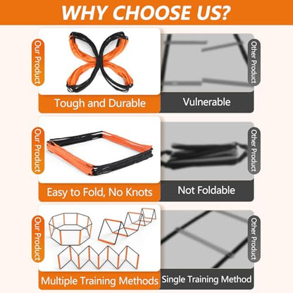 Footwork Ladder, Exercise Ladders for Agility Training, Detachable Training Equipment Set, with Carry Bag for Kids, Athletes, Soccer, Basketball(12 Grids) - size: 12 Grids