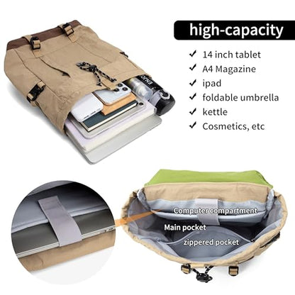 HUARIPOLYOutdoor backpack, lightweight waterproof casual daily bag, multifunctional travel drawstring bag - color: Khaki