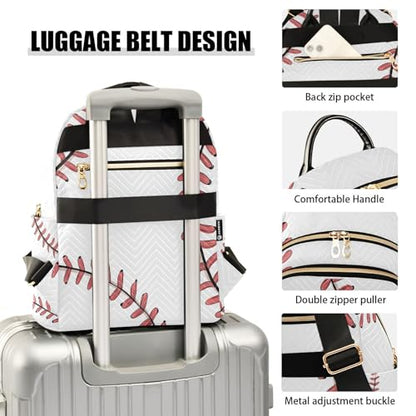 ALAZA Mini Backpack Purse for Women Lightweight Girls Small Size Baseball White School Teens College Traveling - color: Baseball White, size: Small