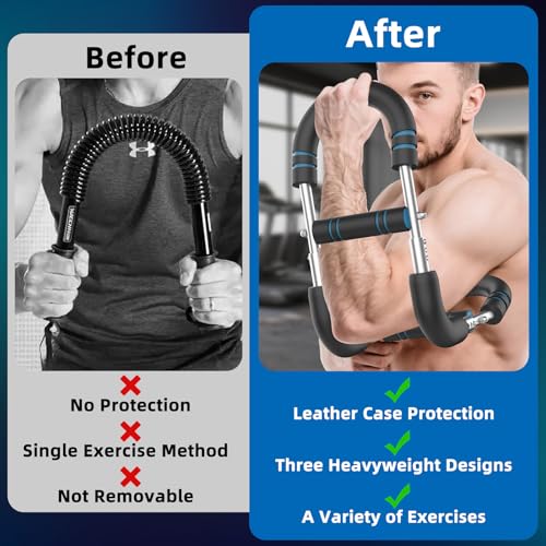 Power Twister Arm Trainer, 2026 New 40-100lb Adjustable Chest Workout Equipment, Portable Full Body Fitness Bar for Home Gym, Arm Trainer for Men, Detachable Spring Resistance Home Fitness Equipment