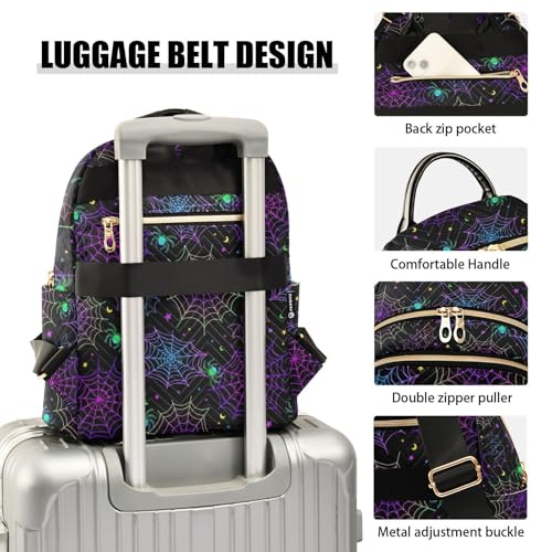 Women Fashion Backpack Purse Goth Bat Spider Web Rucksack, S - color: Color 03, size: Small