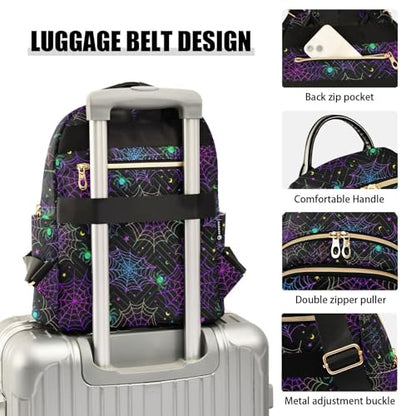 Women Fashion Backpack Purse Goth Bat Spider Web Rucksack, S - color: Color 03, size: Small
