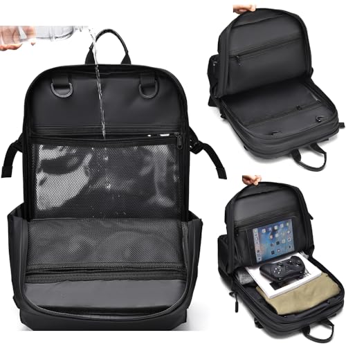 Unisex Business Laptop Backpack 17.3" With Helmet Holder High Capcity Travel Sports Backpack Waterproof Rucksack with Basketball Compartment for Men Women Teenager (Blue)