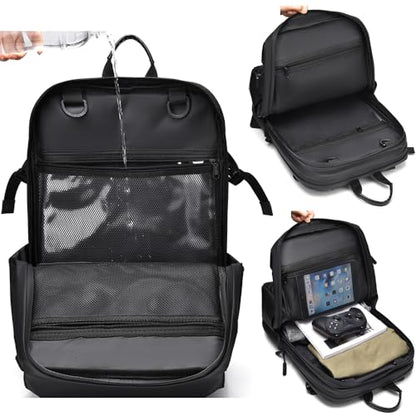 Unisex Business Laptop Backpack 17.3" With Helmet Holder High Capcity Travel Sports Backpack Waterproof Rucksack with Basketball Compartment for Men Women Teenager (Blue)