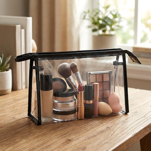 Clear Drawstring Bag 17x13in Transparent Backpack | Clear Bag for Stadium Pvc Men And Women for Baseball Festival Beach Makeup Gym(2, Black)