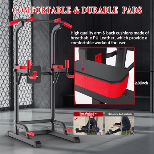 K KINGKANG Pull Ups Dip Station, Power Tower for Home Gym Fitness Exercise - color: Black