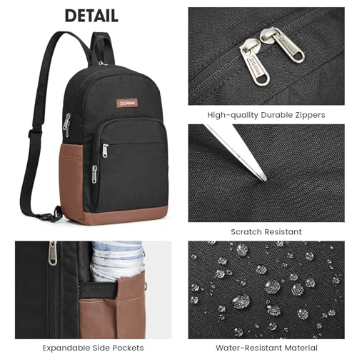 G4Free Small RFlD Crossbody Backpack Convertible Lightweight Mini Sling Bag for Women Men for Travel & Hiking, Black & Brown - color: Black and Brown