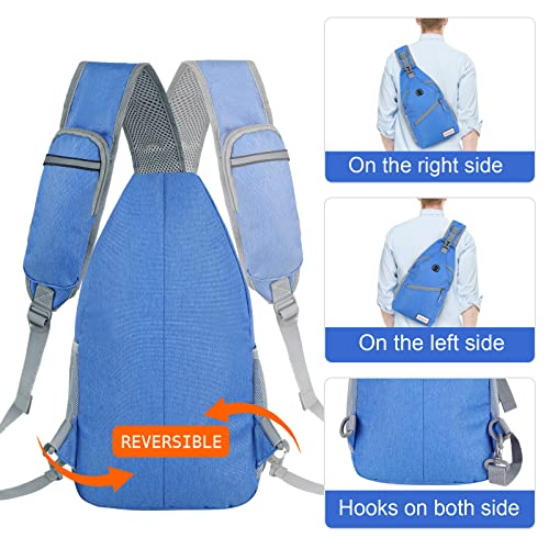 ZOMAKE Sling Bag,Small Crossbody Sling Backpack,Water Resistant Shoulder Daypack for Travel,Anti Thief Chest Bag for Hiking(Blue) - color: Blue
