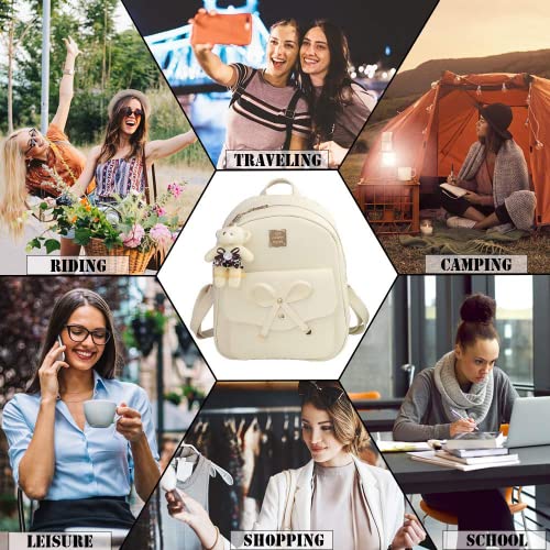ZGWJ Mini Backpack Purse for Women - 3-Piece Set, Small PU Leather Bowknot Fashion Backpacks, Cute Casual Travel Daypacks - color: Beige-3pcs