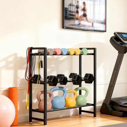 3-Tier Adjustable Dumbbell Rack, Heavy-Duty Weight Storage Stand, 390 LB Capacity, Space-Saving Home Gym Organizer - color: Black