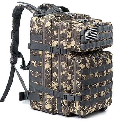 QT&QY 45L Military Tactical Backpacks Molle Army Assault Pack 3 Day Bug Out Bag Hiking Treeking Rucksack… - color: 2.3 Acu