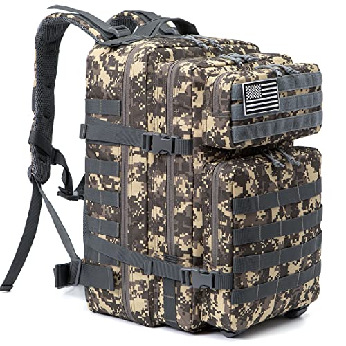 QT&QY 45L Military Tactical Backpacks Molle Army Assault Pack 3 Day Bug Out Bag Hiking Treeking Rucksack… - color: 2.3 Acu