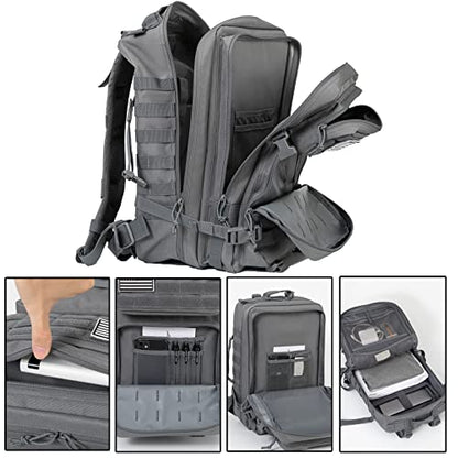 QT&QY 45L Military Tactical Backpacks Molle Army Assault Pack 3 Day Bug Out Bag Hiking Treeking Rucksack… - color: 3.0 Gray