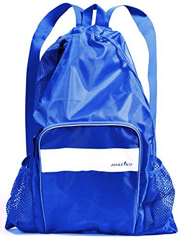 Athletico Mesh Swim Bag - Mesh Pool Bag With Wet & Dry Compartments for Swimming, the Beach, Camping and More - color: Blue