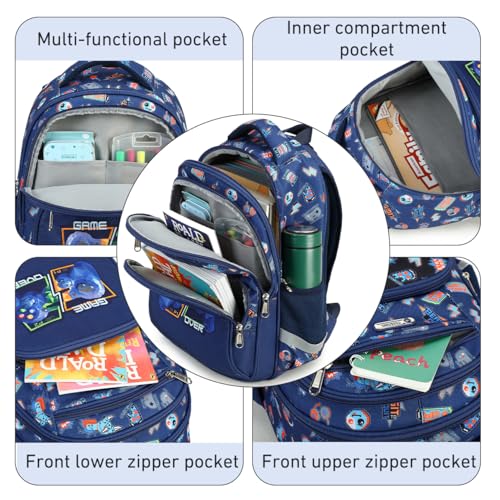 Cusangel Kids school Backpack with lunch bag for Girls,Elementary 6-10years Bookbag nylon large capacity backpack,Daypack - color: Blue 16in 2pcs