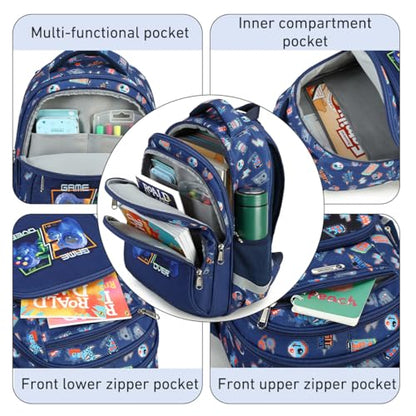Cusangel Kids school Backpack with lunch bag for Girls,Elementary 6-10years Bookbag nylon large capacity backpack,Daypack - color: Blue 16in 2pcs