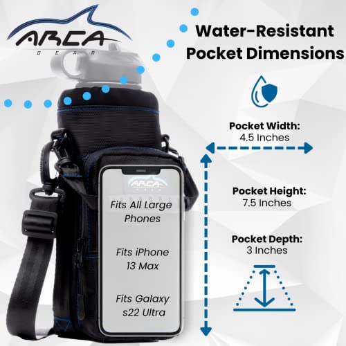 Arca Gear 40 oz Hydro Carrier - Insulated Water Bottle Sling w/Carry Handle, Shoulder Strap, Wallet and Two Pouches - The Perfect Flask Accessory (Frost Grey) - color: Frost Grey