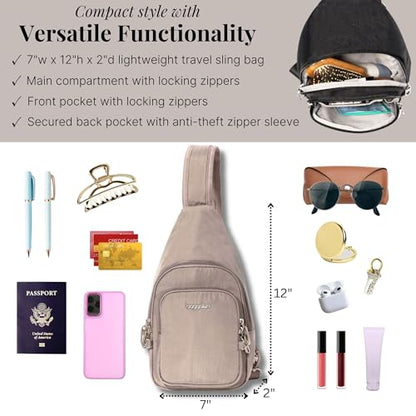 Baggallini Securtex Anti-Theft Daytripper Sling - color: Moonrock