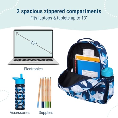 Wildkin 15 Inch ECO rPET Backpack for Kids, Sharks - color: Sharks, size: 15 Inch/12L