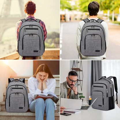 Laptop Backpack, 17.3 Inch Large School Backpacks, Anti Theft Water Resistant Personal Item Bag, College Computer Bag Daypack Gift for Men Women, Grey - color: Grey, size: 17.3 Inch