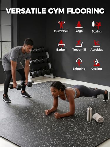 0.79in Extra-Thick 48 Sq Ft Exercise Equipment Mats, 12 Tiles Rubber Top EVA Foam Workout Mats, Interlocking Gym Flooring for Home Gym, 24 x 24in, Black & White - size: 12 Tiles (48 Sq Ft )