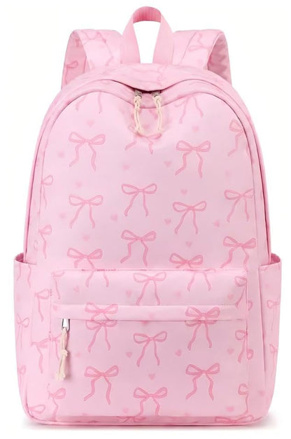 LOIDOU Girls Backpack for Kids Cute School Bookbag - color: Bow Tie Pink, size: L-17"