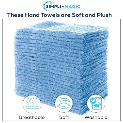 Simpli-Magic Cotton Hand Towels 16"x27" (12 Pack) – Soft Towels for Bathroom, Kitchen, Salon & Gym (Blue) - color: New Blue