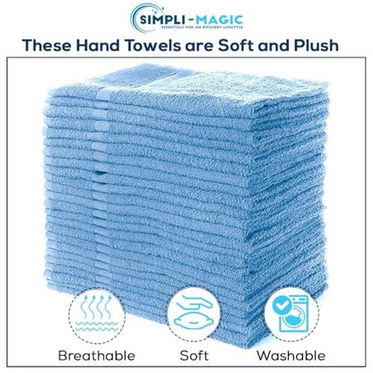 Simpli-Magic Cotton Hand Towels 16"x27" (12 Pack) – Soft Towels for Bathroom, Kitchen, Salon & Gym (Blue) - color: New Blue