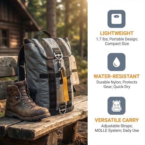 Military Tactical Backpack Parachute Buckles Hook Nylon Rucksacks Flight Backpacks Day Pack for Outdoor,Hiking,Camping (Grey) - color: Grey