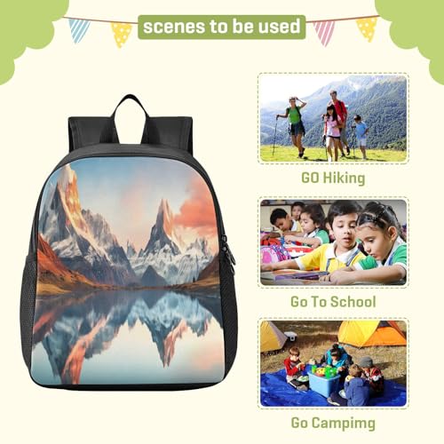Lightweight Waterproof Backpack with Mountains Design - Durable Travel Daypack for Everyday Use#592