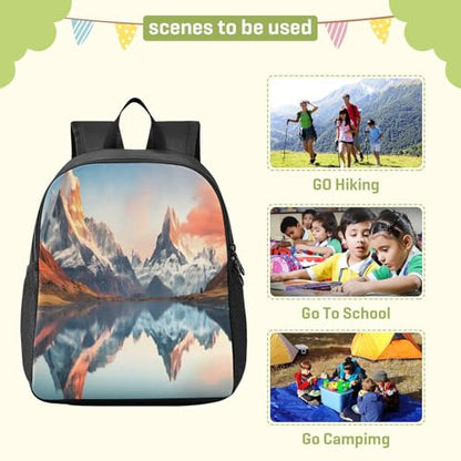Lightweight Waterproof Backpack with Mountains Design - Durable Travel Daypack for Everyday Use#592